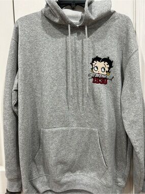 Betty Boop Gray Hoodie with Embroidered 1930 Graphic